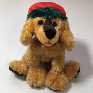 Retired Ty Beanie Baby Jinglepup Dog Wearing Attached Santa Hat NEW NWT